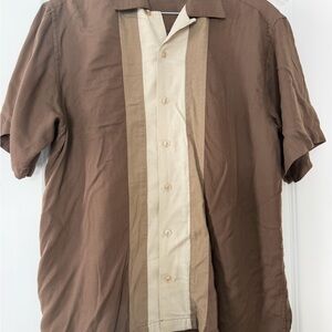 Van Heusen Two-Tone Brown and Cream Button Down Shirt